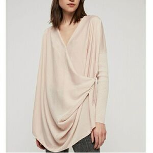All Saints Erma petal pink drapped blouse sweater NWT